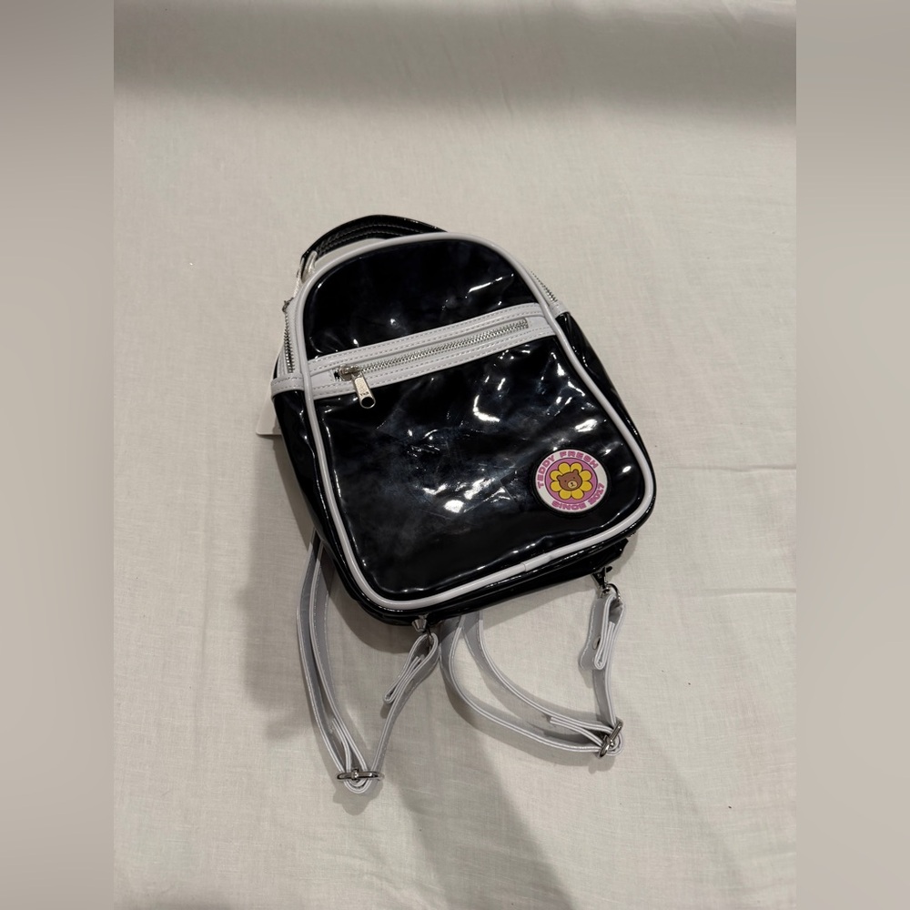 Teddy Fresh Mini Backpack Black/White Vinyl NWT